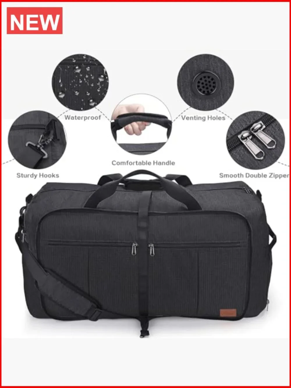120L Foldable Travel Duffel Bag with Shoe Compartment